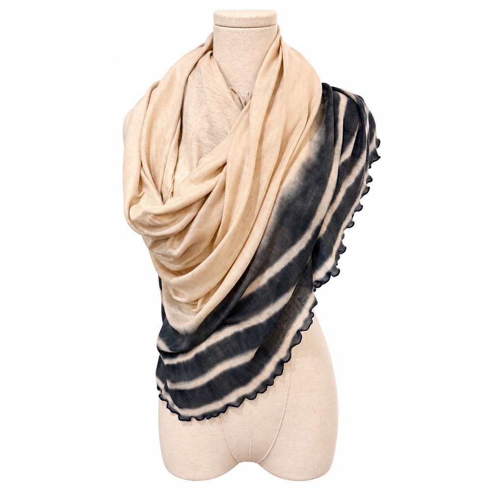 Viviana Uchitel Hand-Dyed Rayon Scarf Argentina Wrap Ombre Cream Artsy Lagenlook